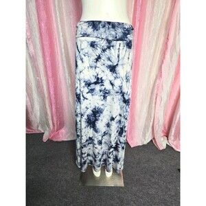 Lock & Love Premium Tie Dye Stretch Blue/White Fold Down Waist Size XL